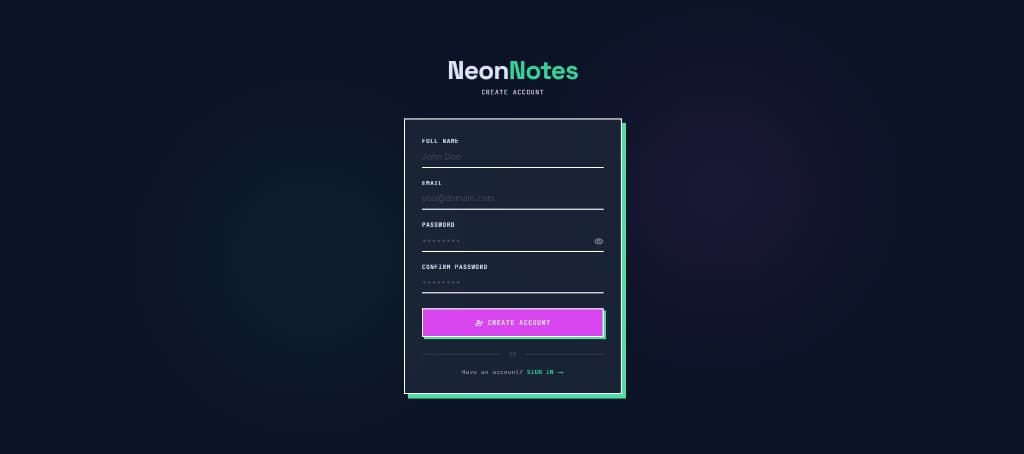 NeonNotes screen 2